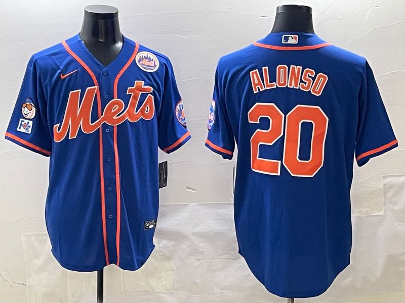 Men New York Mets #20 Alonso Blue Game 2025 Nike MLB Jersey style 6